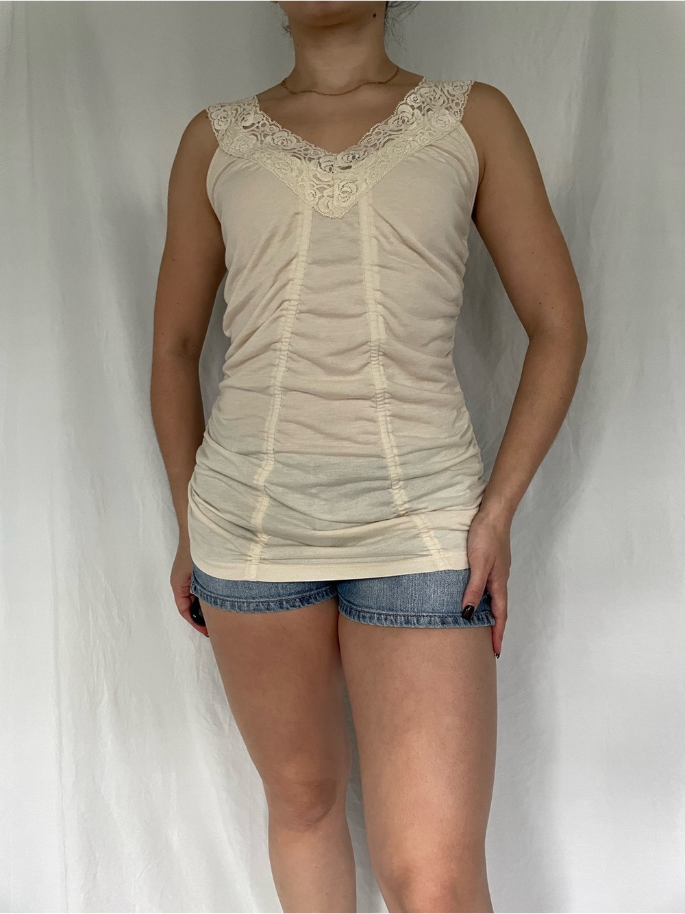Y2k Cream lace tank top
